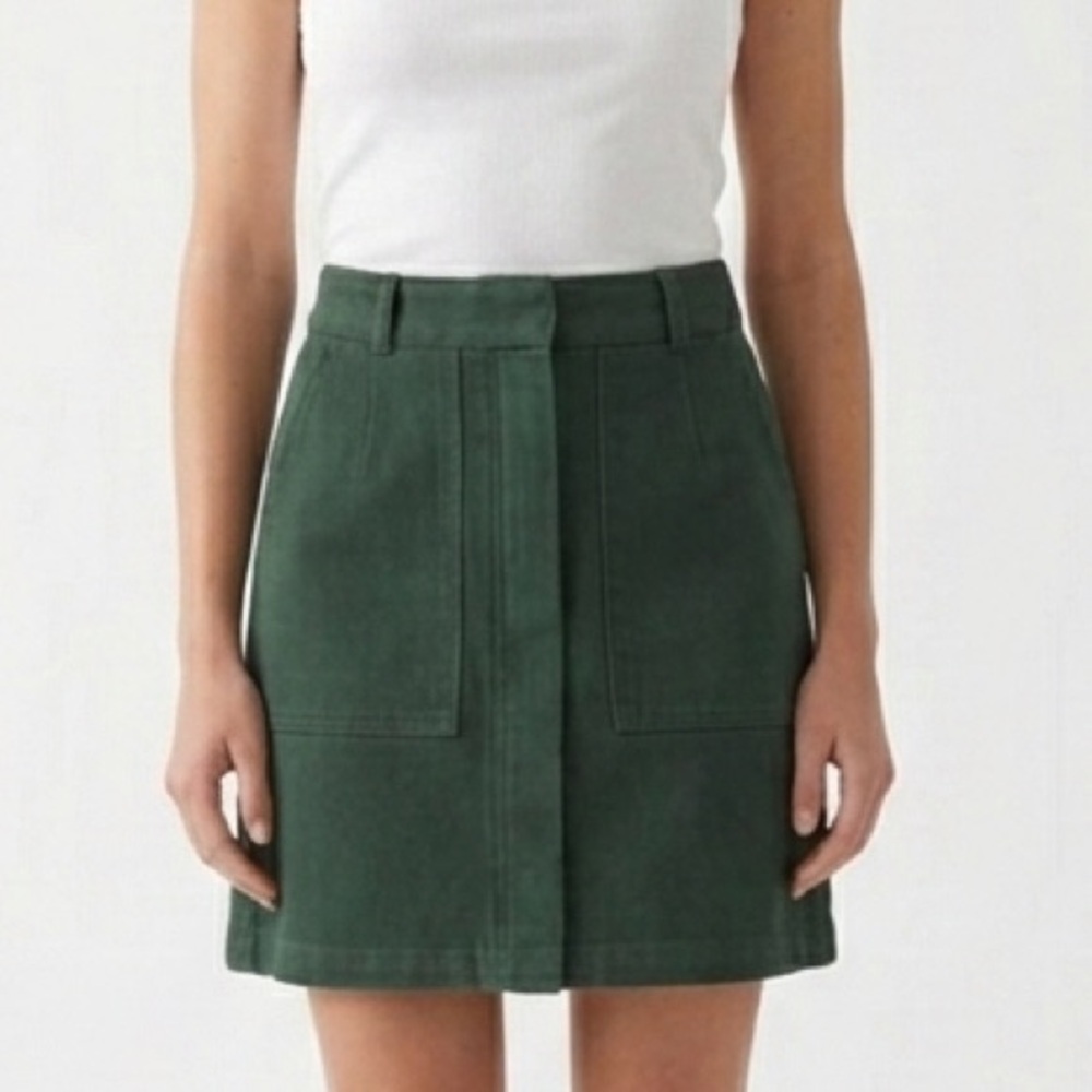 Stockholm Atelier & Other Stories Denim Skirt in hunter green Size 8